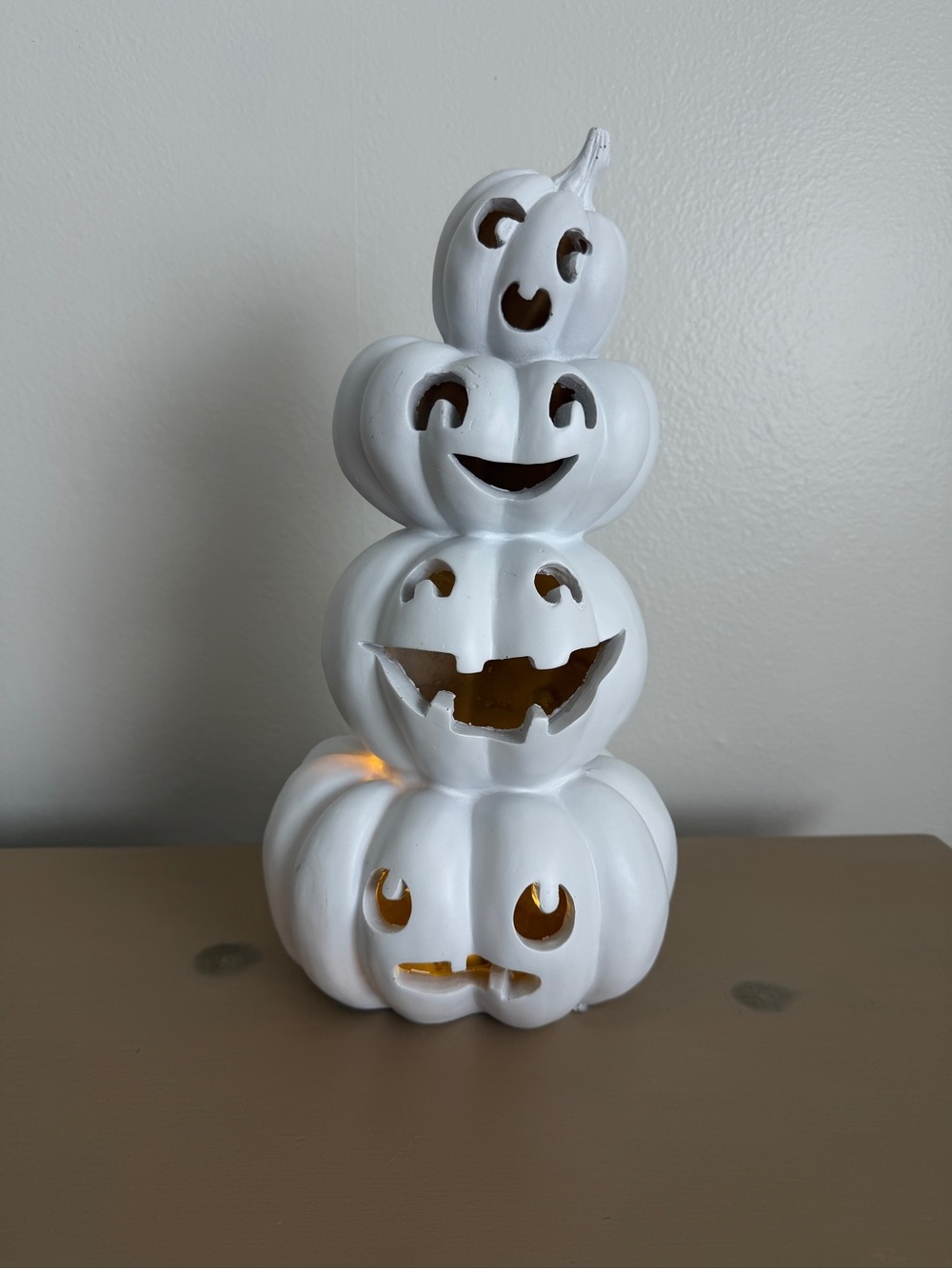 White Stacked Ceramic Jack-O'-Lantern Decor
